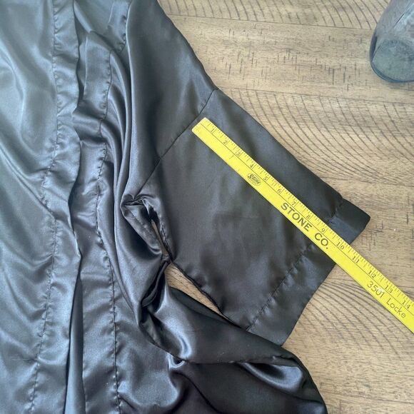 Black Satin Short Robe, Size Small - Picture 7 of 9